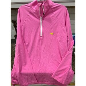 little bear smocks pink quarter zip long sleeve tee masters logo women's lg